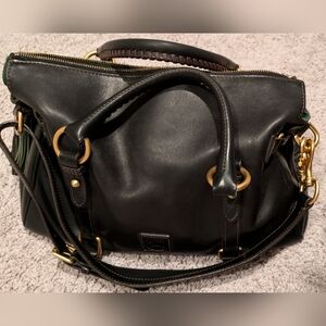 Dooney & Bourke satchel bag with very soft heavy leather long strap adjustable.